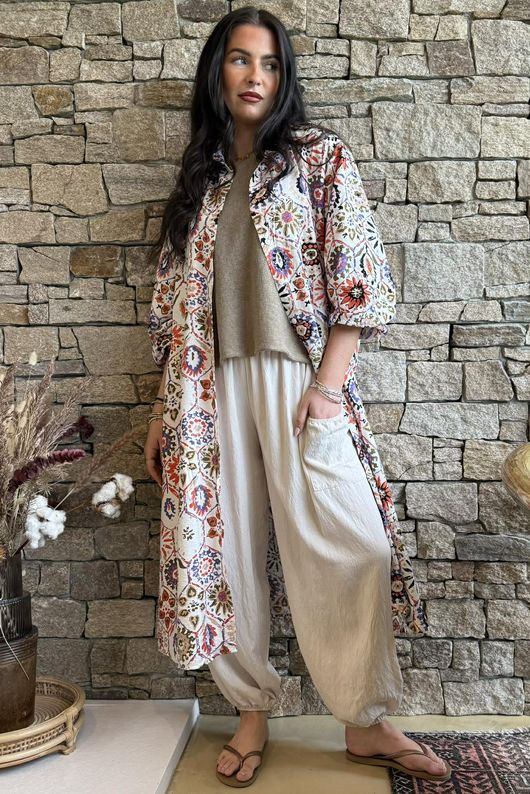 Riad Nights Longline Belted Duster Shirt Black